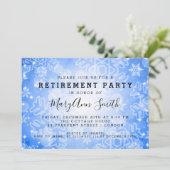 Modernes Party für Altersversorgung Blue Winter Bo Einladung (Stehend Vorderseite)