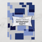 Modernes Party für Blue Geometares-Quadrate Einladung (Vorne/Hinten)