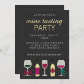 Modernes Party für Chic Black Wine Degustation Einladung (Vorne/Hinten)
