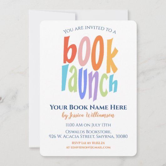 Modernes Party für den Buchstart Einladung (Vorderseite)