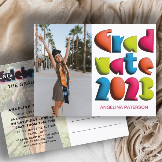 Modernes Party für den Farbtext Einladungspostkarte