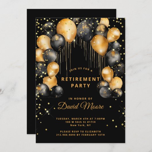 Modernes Party für die Altersvorsorge Einladung (Vorne/Hinten)