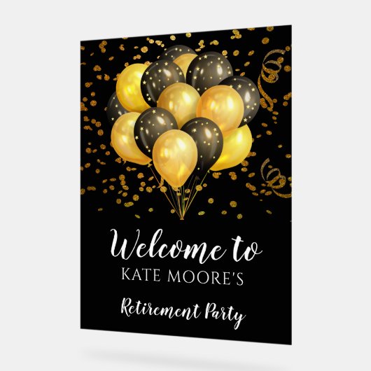 Modernes Party für die Altersvorsorge Gold Black B Acrylschild (Winkel)