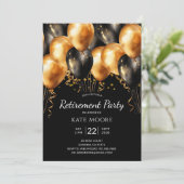 Modernes Party für die Altersvorsorge Gold Black B Einladung (Stehend Vorderseite)