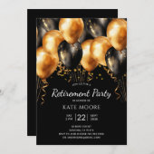 Modernes Party für die Altersvorsorge Gold Black B Einladung (Vorne/Hinten)