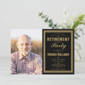 Modernes Party für die Altersvorsorge - Schwarz un Einladung (Stehend Vorderseite)