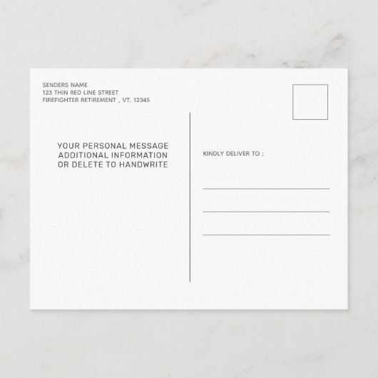 Modernes Party für die Aufbewahrung von Feuerwehre Einladungspostkarte (Rückseite)
