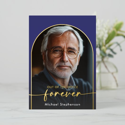 Modernes Party für die Blaue Altersversorgung Folieneinladung (Stehend vorne)