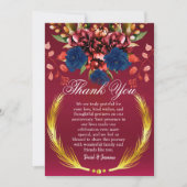Modernes Party für die Hochzeit der Burgunder Dankeskarte (Vorderseite)