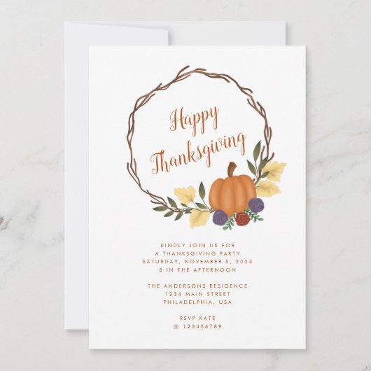 Modernes Party für Kürbiskröten im Herbst Einladung (Vorderseite)