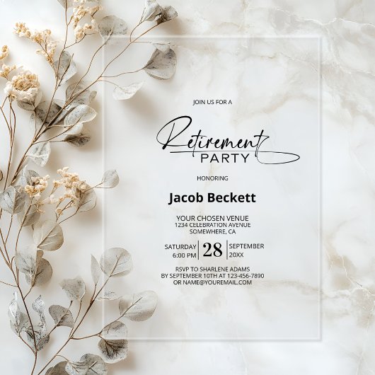 Modernes Party für Minimalistische Altersversorgun Acryleinladungen