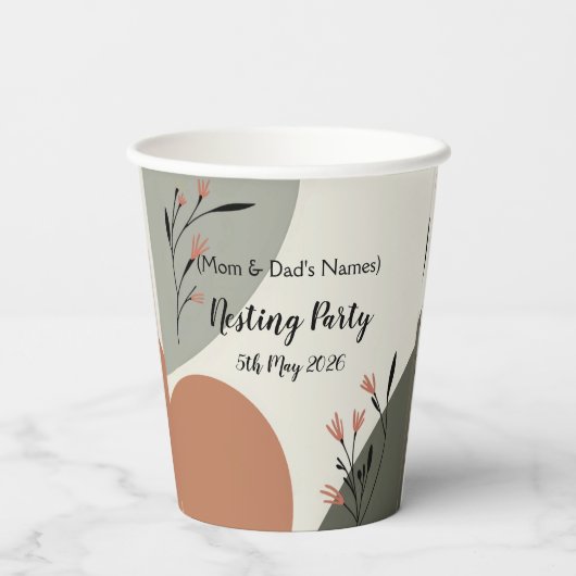 Modernes Party für Neugeborene als Eltern Pappbecher (Rückseite)