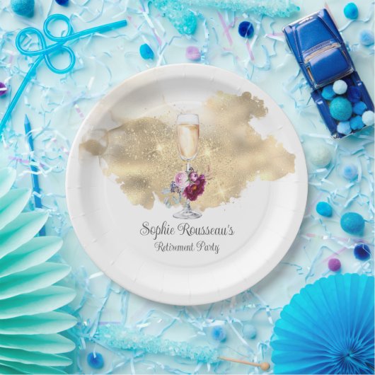 Modernes Party für Ruhestand Champagne Glitzer Nap Pappteller (Party)