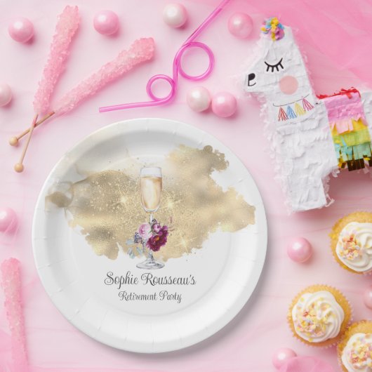 Modernes Party für Ruhestand Champagne Glitzer Nap Pappteller (Party)