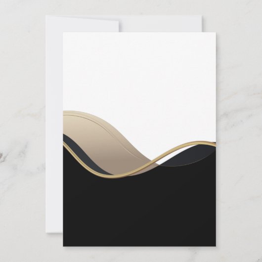 Modernes Party für Schwarz-, Gold- und Tan-Rente Einladung (Rückseite)