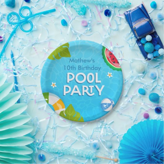 Modernes Party für tropische Sommerbecken Pappteller (Party)