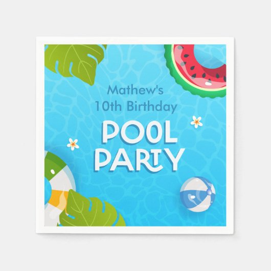 Modernes Party für tropische Sommerbecken Serviette (Vorderseite)