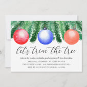 Modernes Party für Wasserfarben Pine Tree Einladung (Vorderseite)