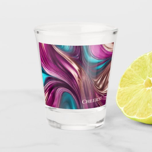Modernes Party Glasses-Magenta Türkis und Gold- Schnapsglas (Vorderseite)