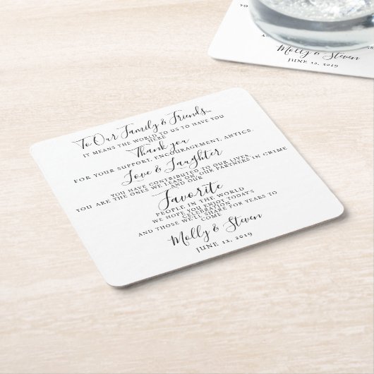 Modernes Party/Hochzeit Vielen Dank Rechteckiger Pappuntersetzer (angewinkelt)