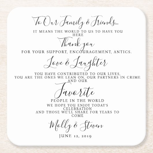 Modernes Party/Hochzeit Vielen Dank Rechteckiger Pappuntersetzer (Vorderseite)