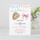 Modernes Party im Baseball- oder Bows-Geschlechter Einladung (Stehend Vorderseite)