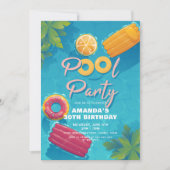 Modernes Party im tropischen Pool jedes Jahr Einladung (Vorderseite)