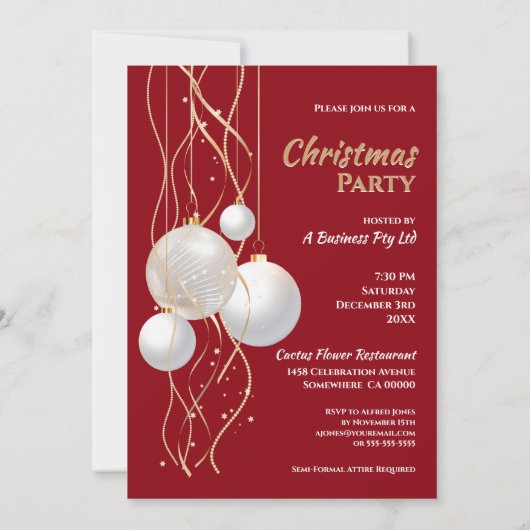 Modernes Party in Gold und Rot Einladung (Rückseite)