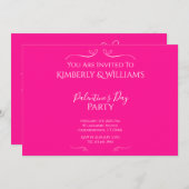 Modernes Party in Hot Pink Palentine Einladung (Vorne/Hinten)