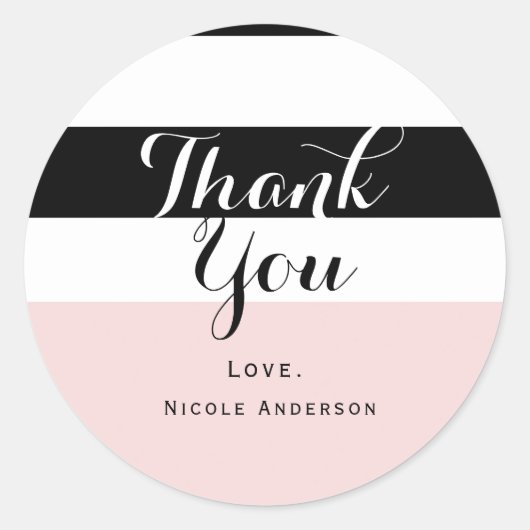 Modernes Party in Rosa und Weiß Streifen Runder Aufkleber (Vorderseite)