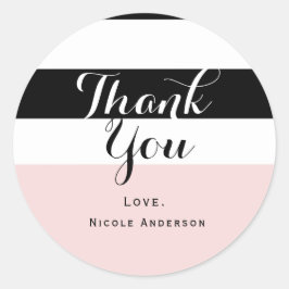 Modernes Party in Rosa und Weiß Streifen Runder Aufkleber