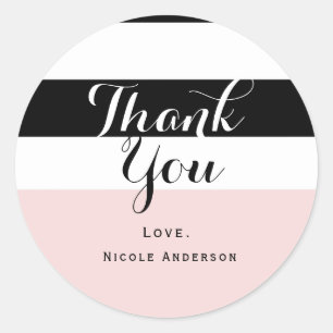 Modernes Party in Rosa und Weiß Streifen Runder Aufkleber