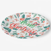 Modernes Party in Rot und Grün Pappteller (Schrägansicht)