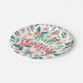 Modernes Party in Rot und Grün Pappteller (Schrägansicht)