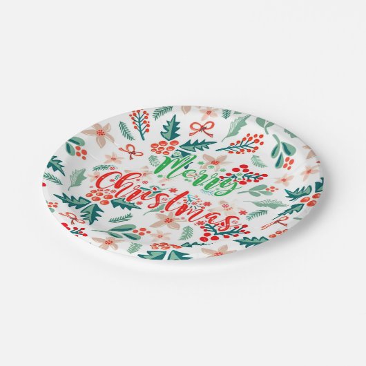 Modernes Party in Rot und Grün Pappteller (Schrägansicht)