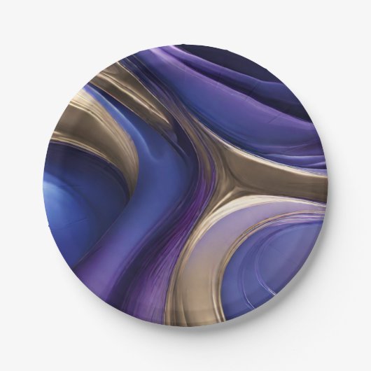 Modernes Party-Lieferprogramm - Blau Lila und Gold Pappteller (Vorderseite)