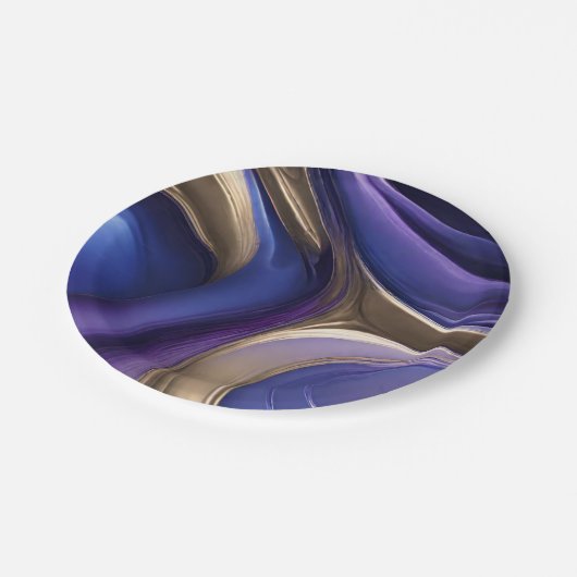 Modernes Party-Lieferprogramm - Blau Lila und Gold Pappteller (Schrägansicht)