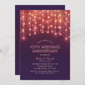 Modernes Party Lights 10. Hochzeitstag Einladung (Vorne/Hinten)