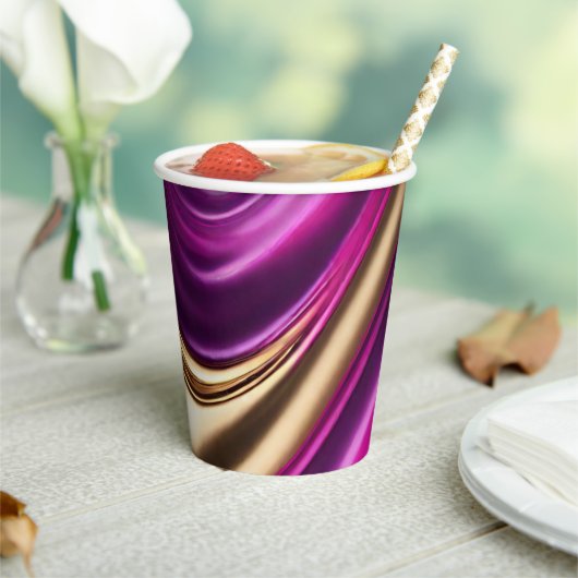 Modernes Party - Lila Rosa und Gold- Pappbecher (In Situ)