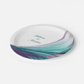 Modernes Party - Lila und grün- Pappteller (Schrägansicht)