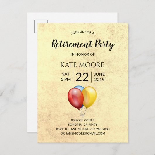 Modernes Party mit Balloons Einladung (Vorne/Hinten)