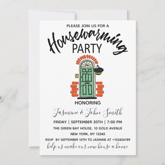 Modernes Party mit elegantem Roten Backstein Einladung (Vorderseite)