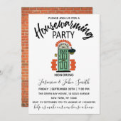 Modernes Party mit elegantem Roten Backstein Einladung (Vorne/Hinten)