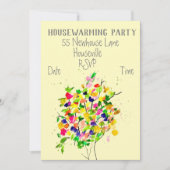 Modernes Party mit farbenfrohen Kunstbaumhäusern Einladung (Vorderseite)