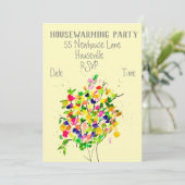 Modernes Party mit farbenfrohen Kunstbaumhäusern Einladung (Stehend Vorderseite)