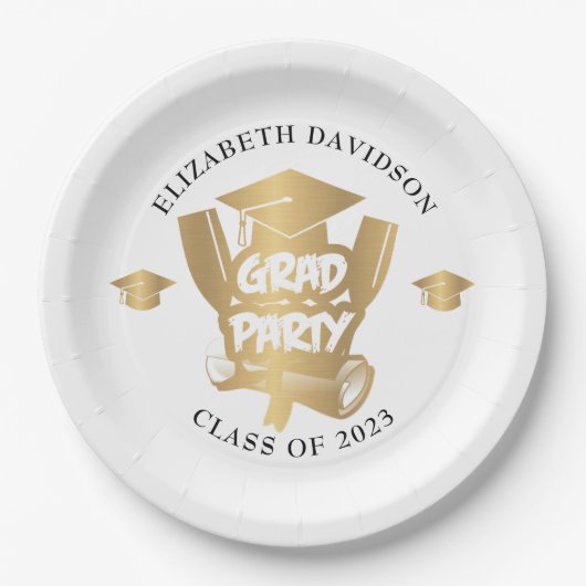 Modernes Party mit Goldfolie Pappteller (Vorderseite)