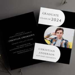 Modernes Party mit Schwarzweißabschluss Einladung