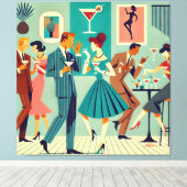 Modernes Party Mitte des Jahrhunderts Der Martini- Leinwanddruck (Insitu (Holzboden))