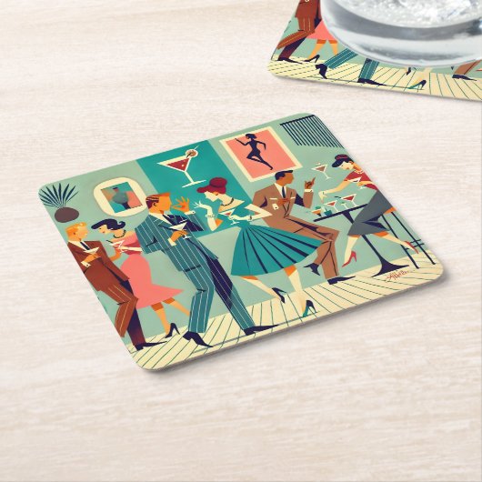 Modernes Party Mitte des Jahrhunderts Der Martini- Rechteckiger Pappuntersetzer (angewinkelt)