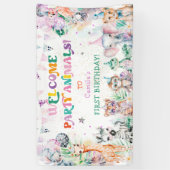 Modernes Party Niedlicher Tiere Girl Birthday Will Banner (Vertikal)